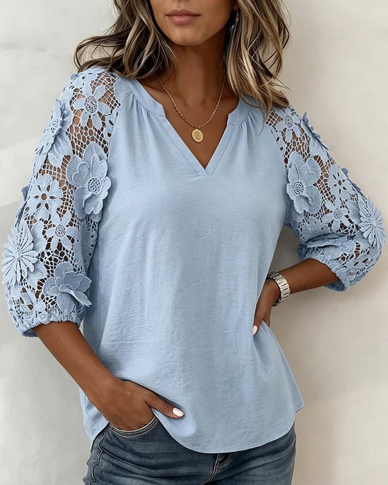Blouse Bloemen Patchwork Casual