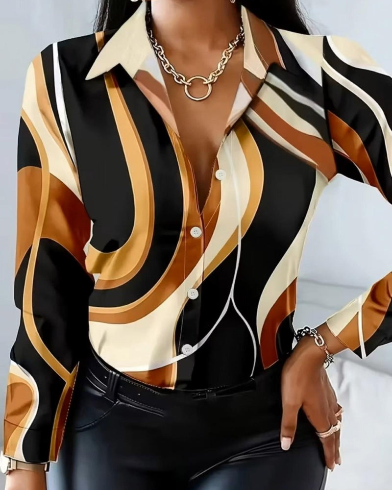 Overhemd Met Stijlvolle Geometrische Kraag