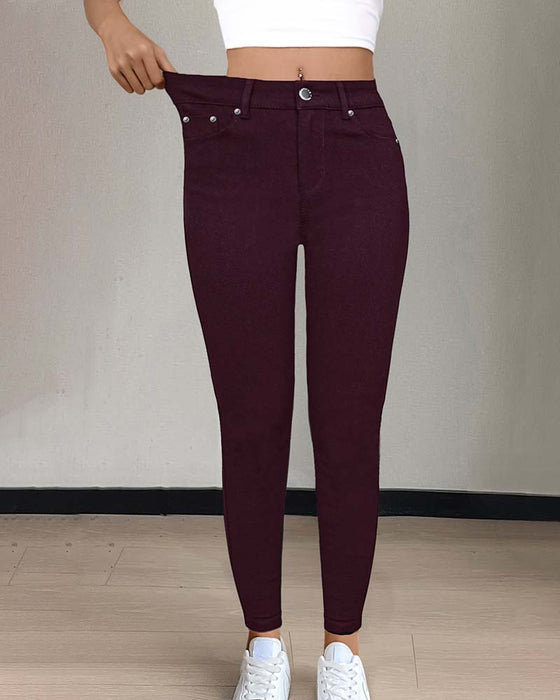 Broek Dames Zak Effen Skinny Casual