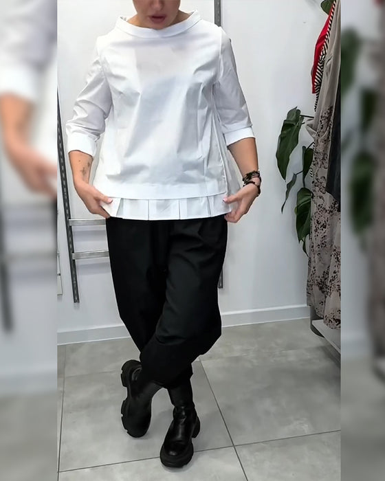 Bloes Wijde Kraag Effen Kleur Casual