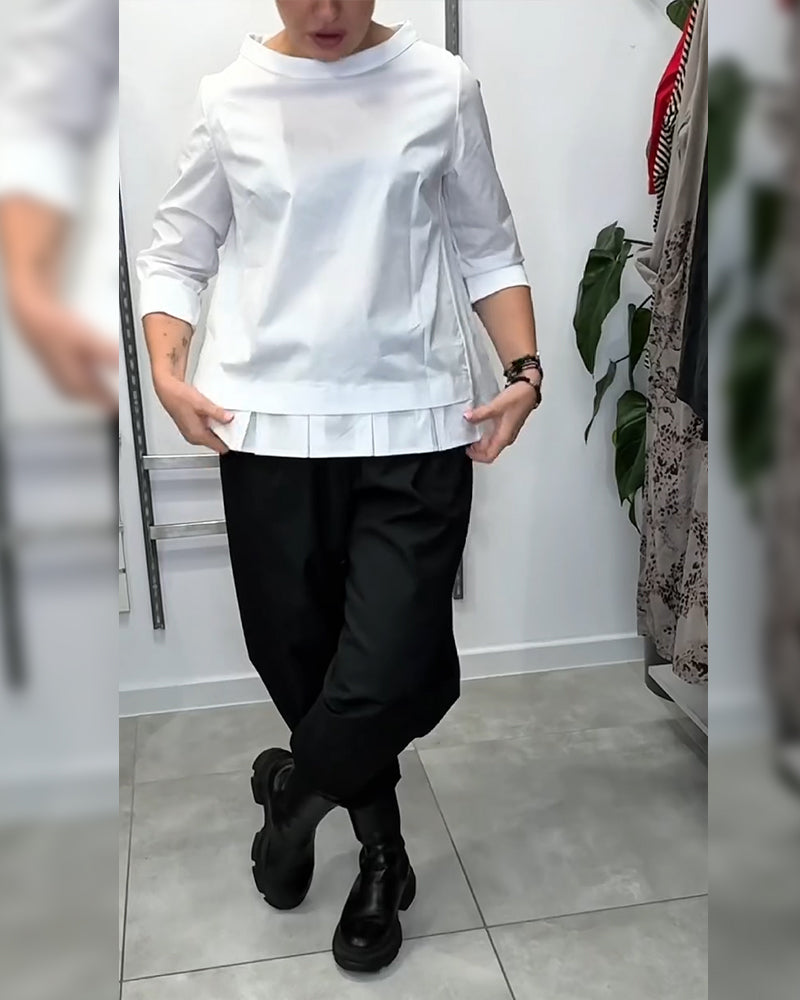 Bloes Wijde Kraag Effen Kleur Casual