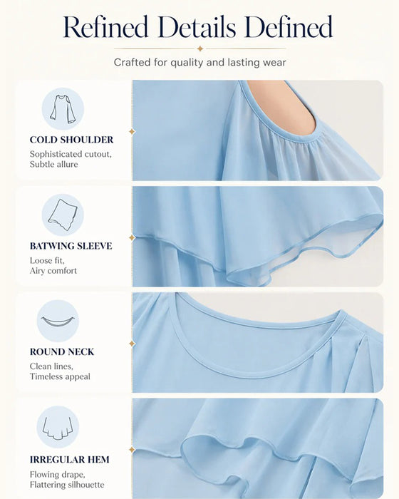 Blouse Rondhals Blote Schouder Asymmetrisch