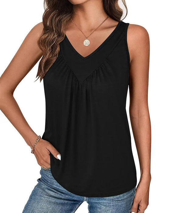 Tanktop Effen Kleur V-Hals Mouwloos Los