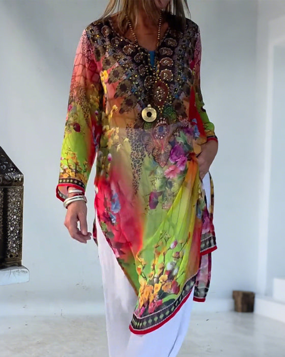 Jurk Bohemien Stijl V-Hals