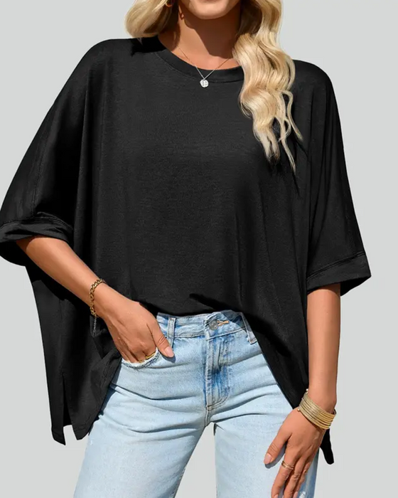 T-Shirt Loose Fit Alledaags Vleermuismouw