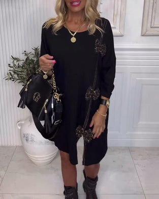 Modieuze Effen Jurk Met Strikdesign