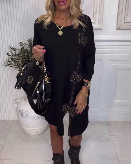 Modieuze Effen Jurk Met Strikdesign