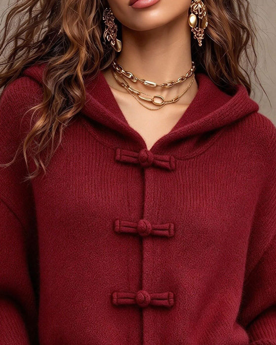 Cardigan Effen Met Capuchon Trui