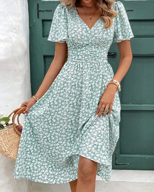 Jurk Bloemen V-Hals Taille