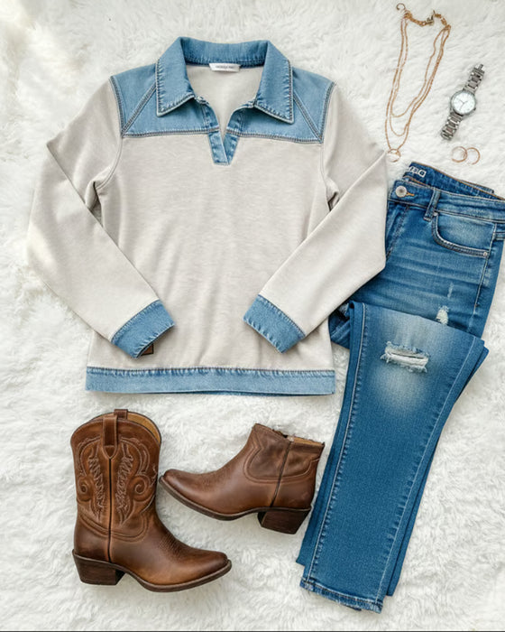 Trui Fashionable Kraag Kleurblok Gecombineerd