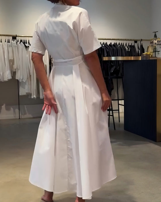 Jurk V-Hals Strik Taille Volle Rok