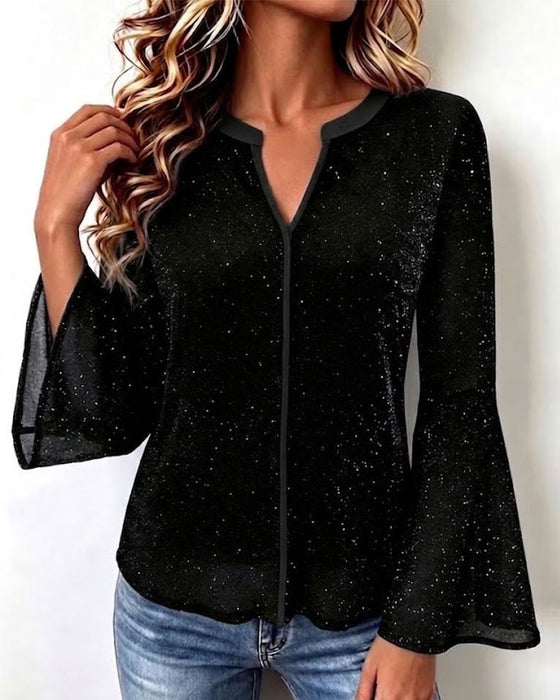 Top V-hals Klokmouw Slim Fit