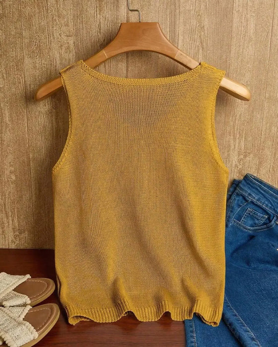 Pullover V-Hals Uitsnede Mouwloos