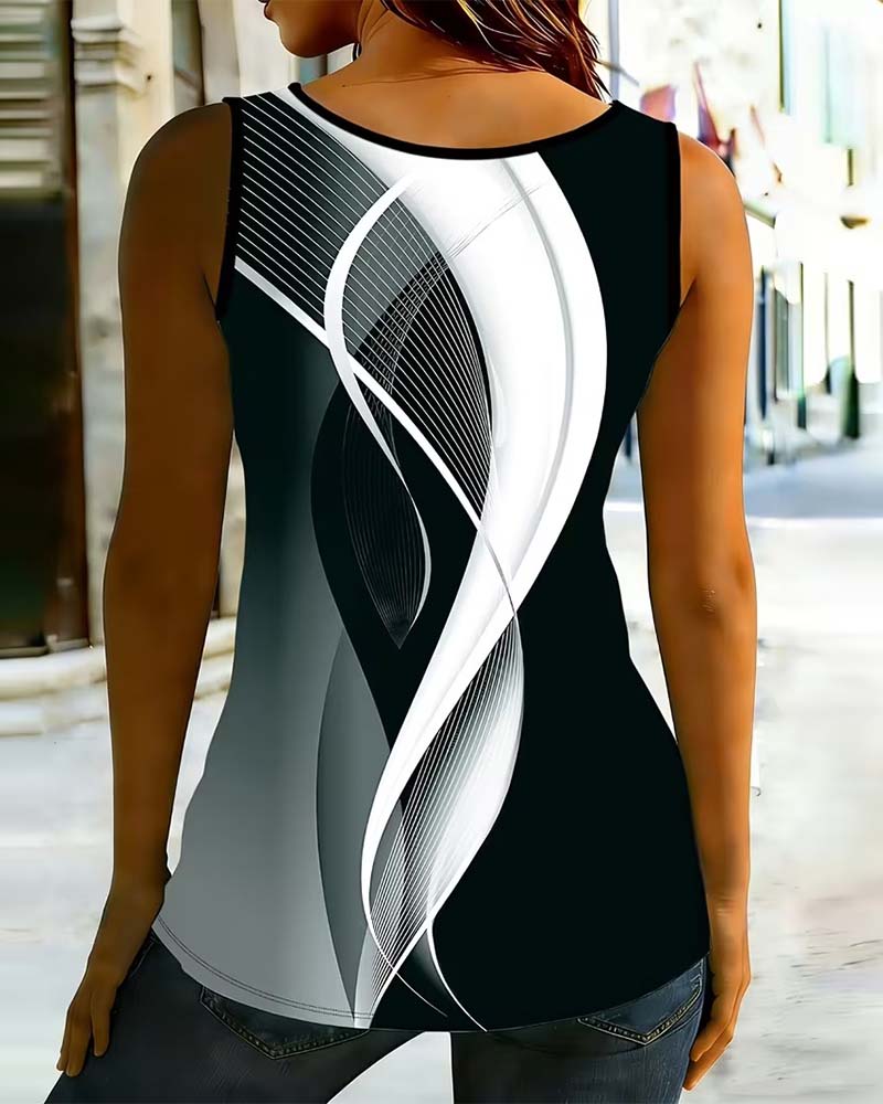 Tank Top Ronde Hals Uitsnijding Ring Lijn