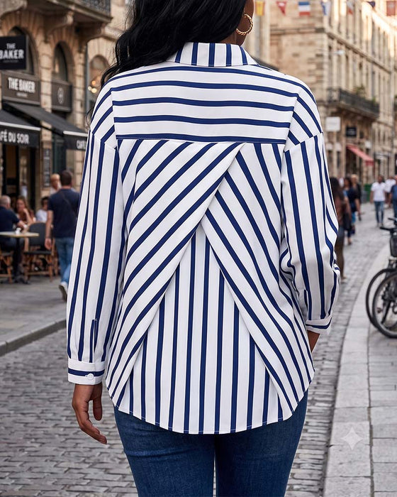 Blouse Gestreept Rug Kruis Onregelmatig
