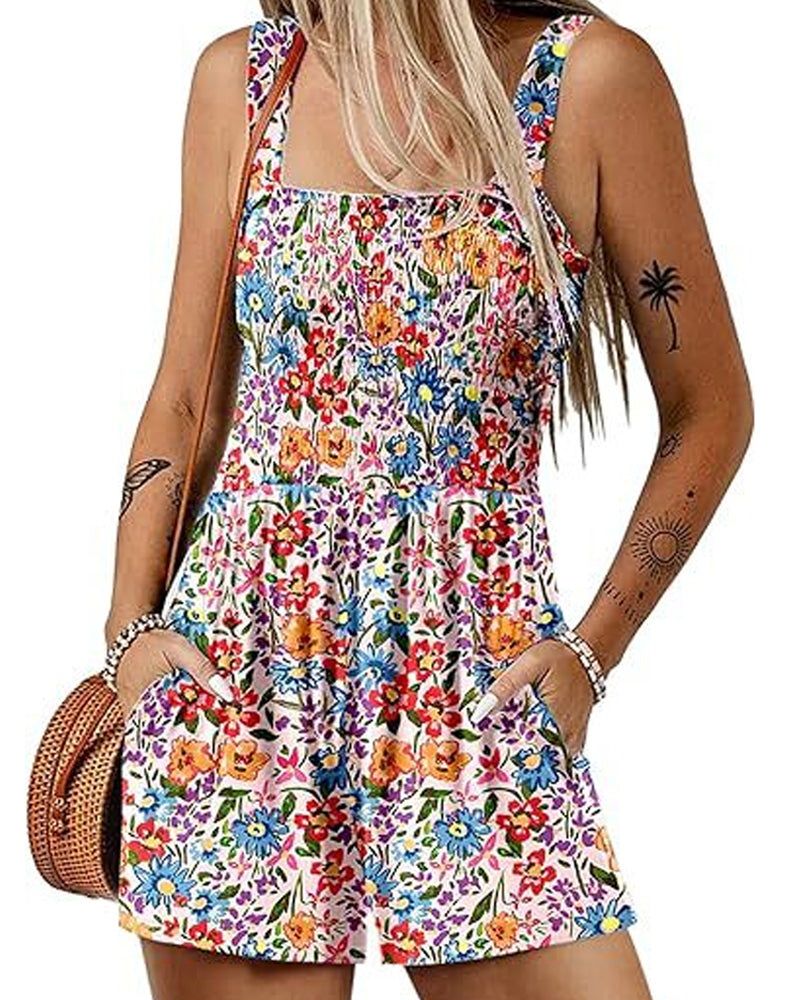 Jumpsuit bloemen casual bandjumpsuit