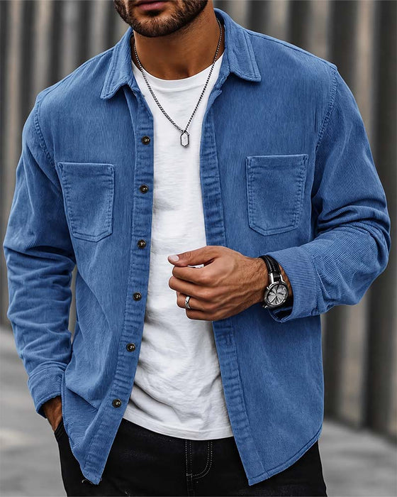 👔 Heren Casual Corduroy Overhemdjas – Klassieke Textuur Ontmoet Dagelijks Comfort