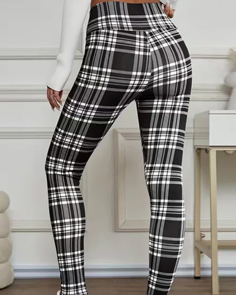 Leggings Geruit Print Thermo