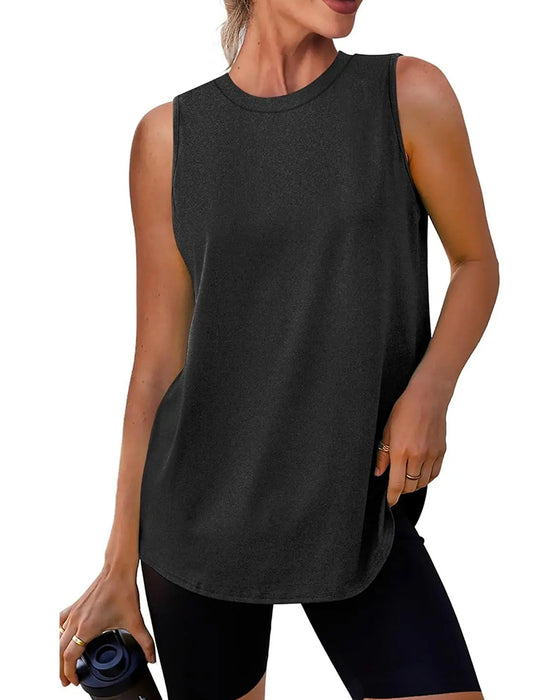 Tanktop Loszittend Effen Mouwloos