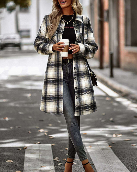 Casual geruite print zak overhemd