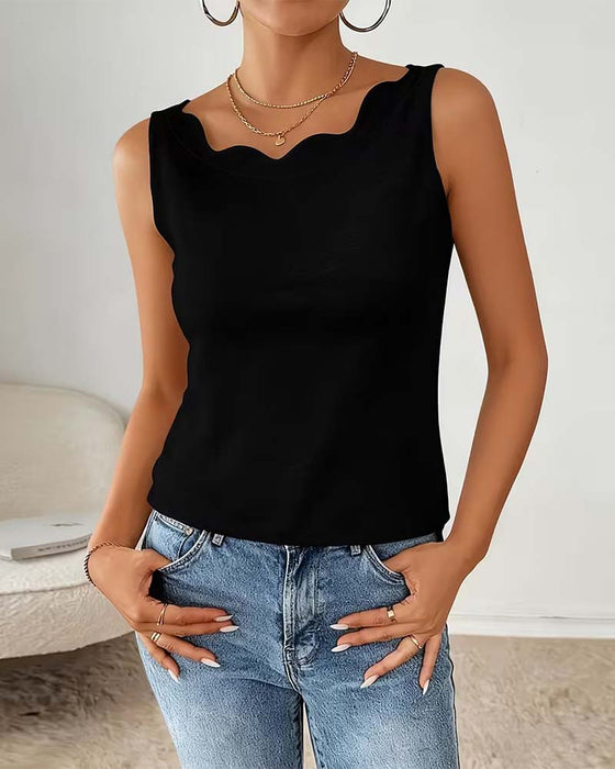 Tanktop Golvende Hals Getailleerd