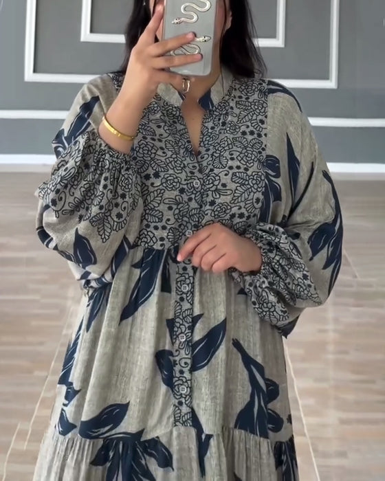 Jurk casual bedrukt met lange mouwen