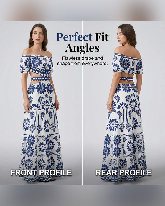 Jurk Off-Shoulder Bloemen Uitsnijding
