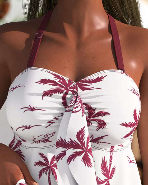 Tankini Palmboom Print Zwem Rok