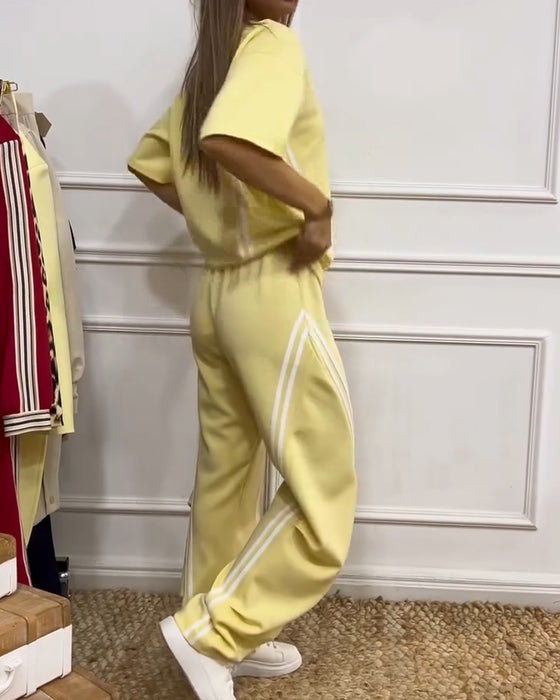 Tweedelig Set Athletic Strepenafwerking Casual