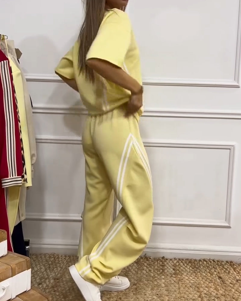 Tweedelig Set Athletic Strepenafwerking Casual