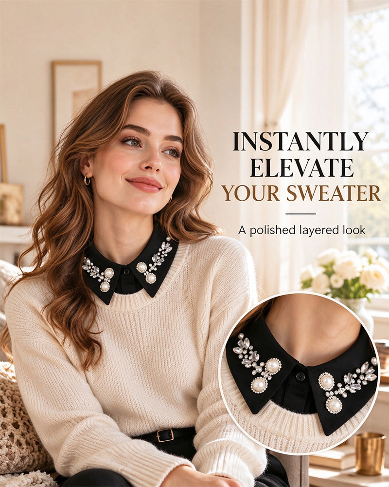 ✨ Met Juwelen Bezette Afneembare Kraag-Instant Elegantie & Moeiteloos Layeren