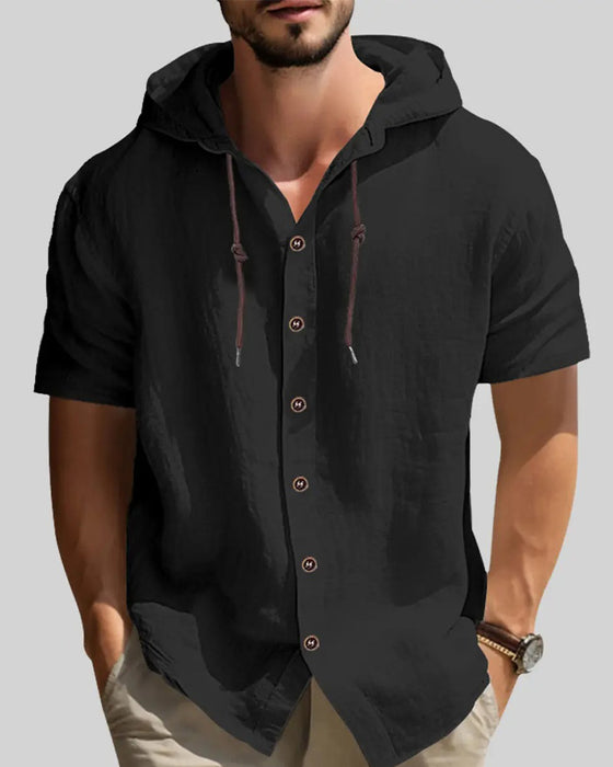 Shirt Knoop Trekkoord Capuchon Effen Heren