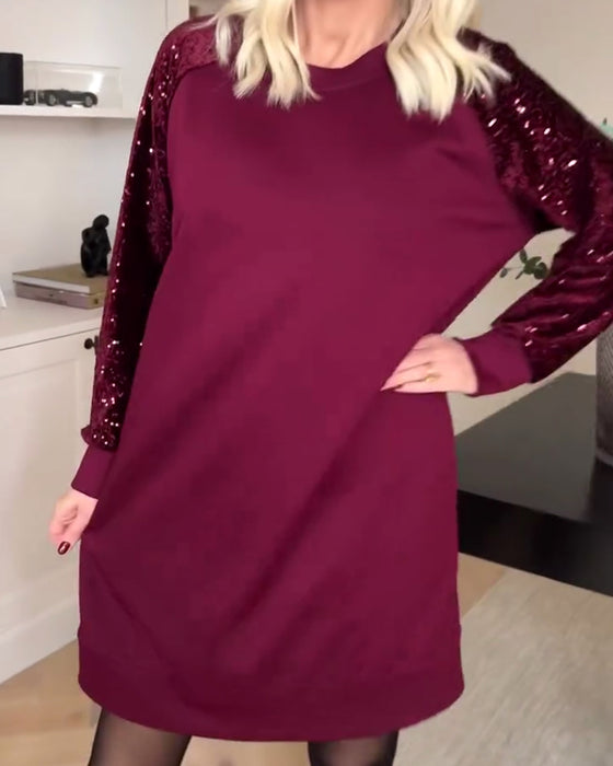 Trui-Jurk Pullover Met Crewneck En Lange Mouwen