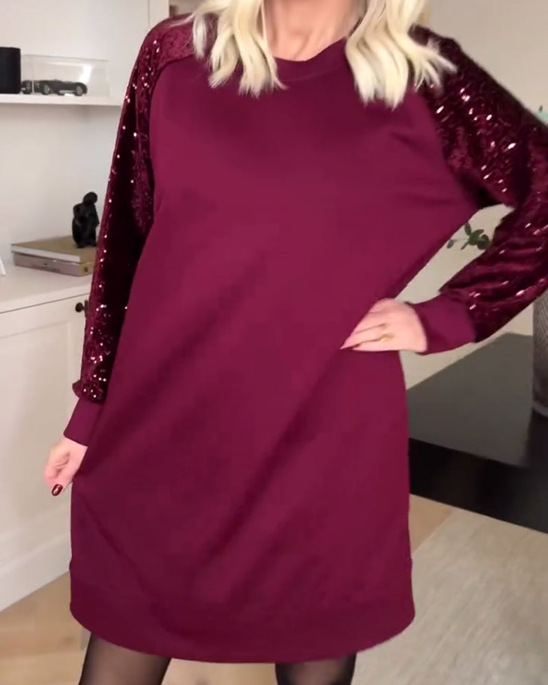 Trui-Jurk Pullover Met Crewneck En Lange Mouwen