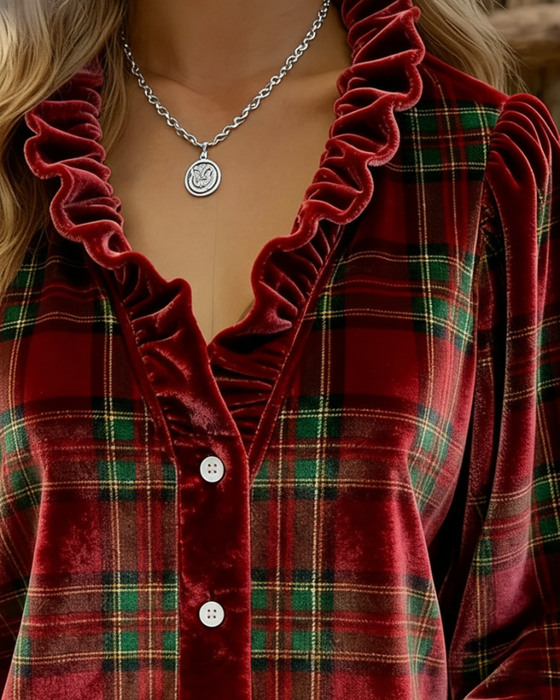 Top Met Franje Details, V-Kraag Ontwerp En Fluwelen Stof