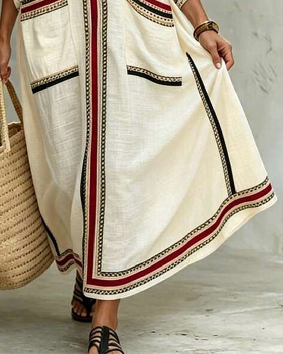 Casual Maxi Jurk V-Hals Gestreept