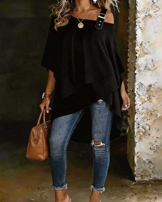 Blouse Asymmetrisch Een-Schouder Casual