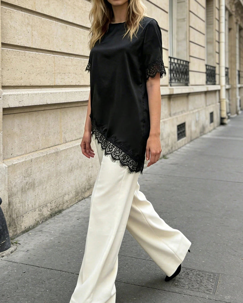 Blouse Onregelmatig Kant Casual