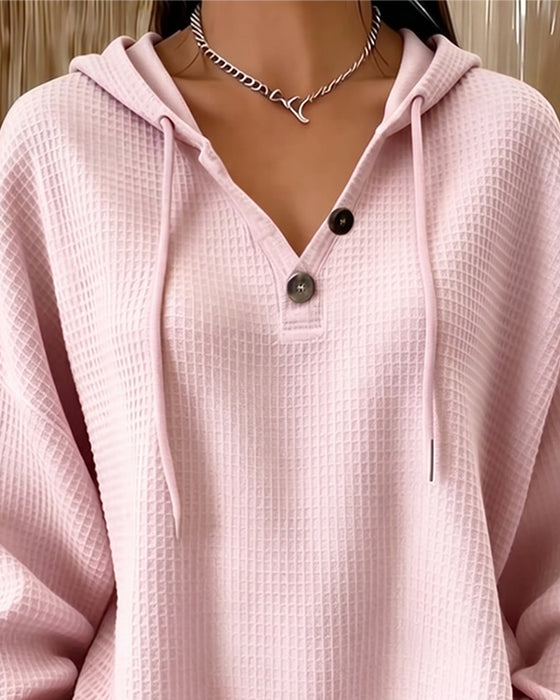Sweatshirt Casual Effen Kleur Trekkoord