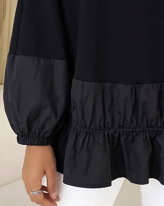 Sweatshirt Ronde Hals Gerimpeld Lange Mouw