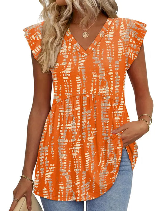 Blouse Aquarel Bloemen V-Hals Babydoll