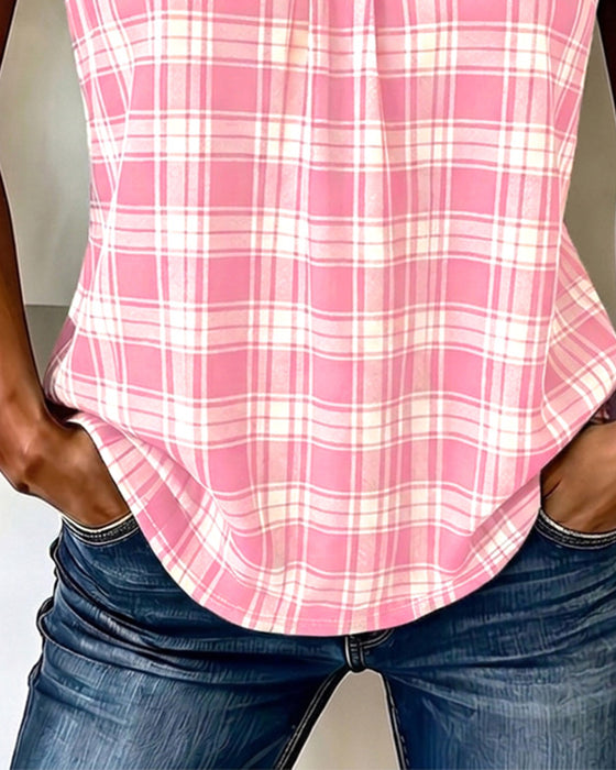 Tank Top Ruit V-Hals Mouwloos