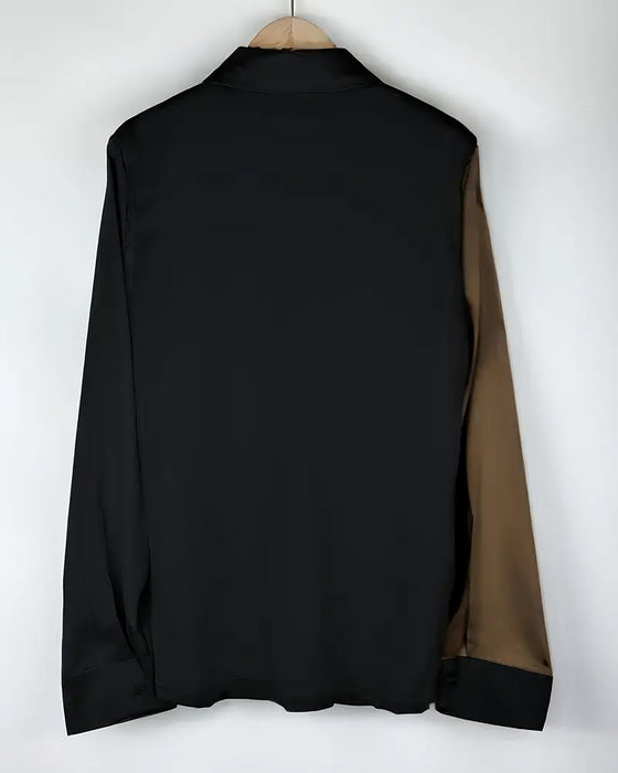 Shirt Fashionable Zakelijk Satijn Kleurblok