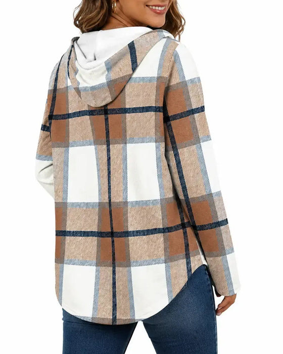 Blouse Geruit Met Capuchon Trekkoord