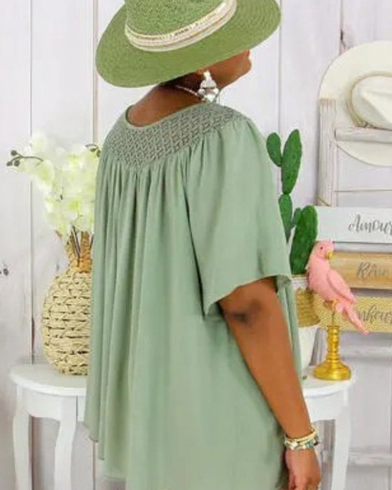 Blouse Effen Kleur Losse Pasvorm