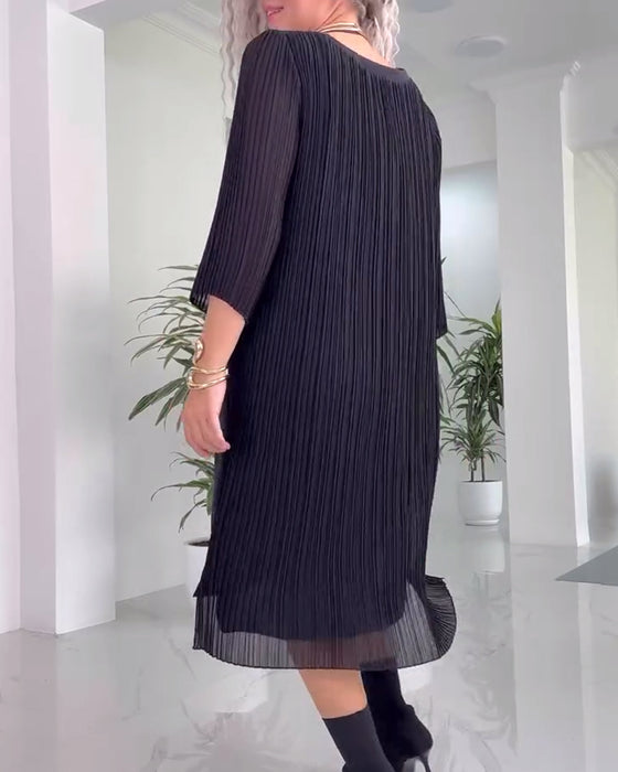 Casual jurk met effen kleur en split