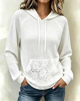 Hoodie Trekkoord Wafel Casual