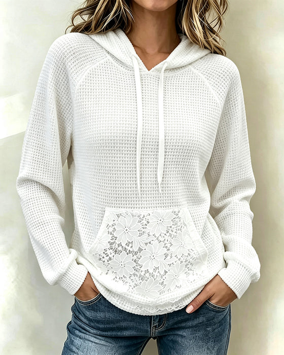 Hoodie Trekkoord Wafel Casual