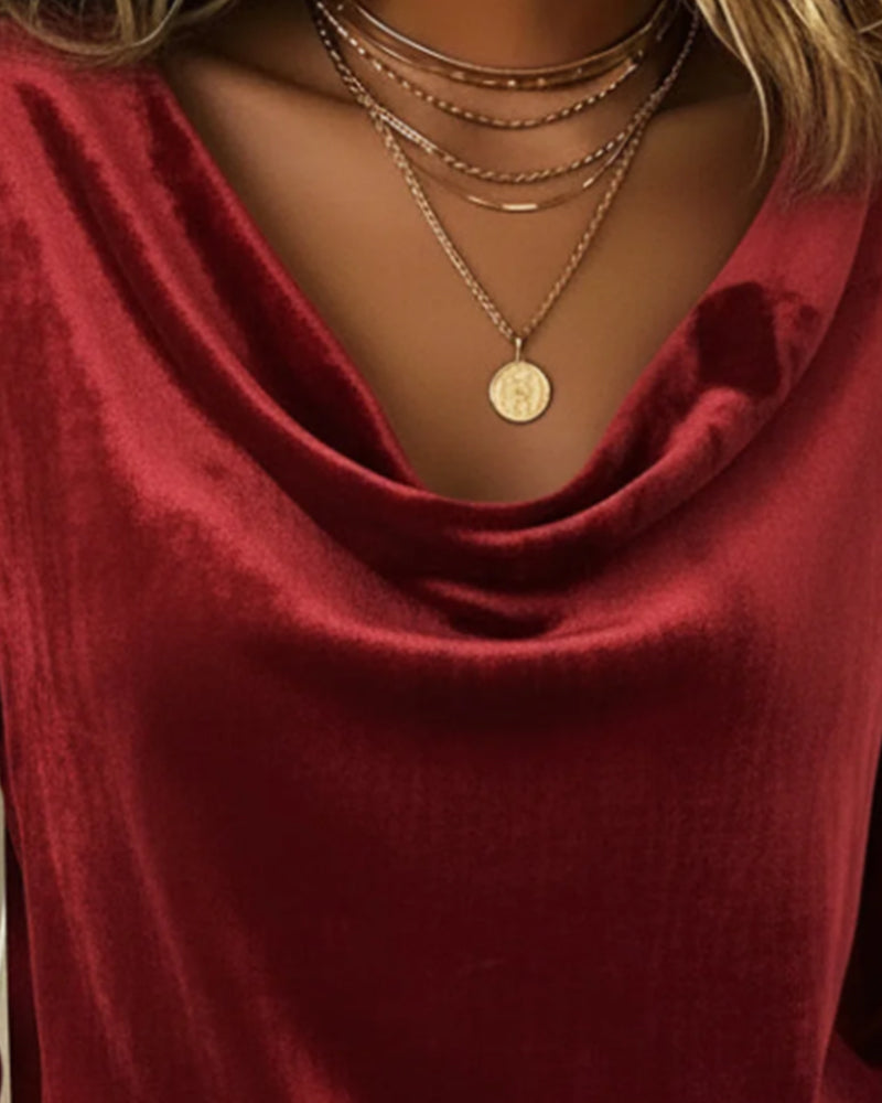 Modieuze Effen Kleur Top Met Trompetmouwen