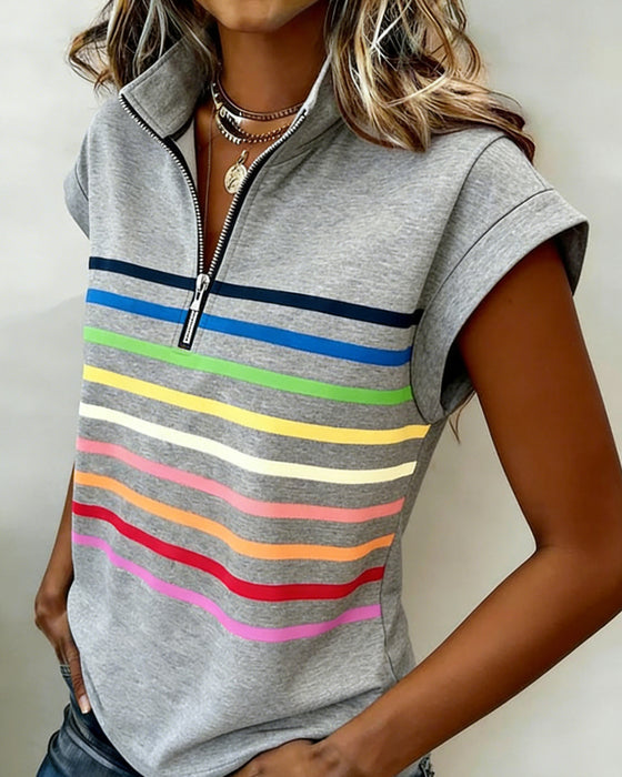 T-Shirt Half-Rits Print